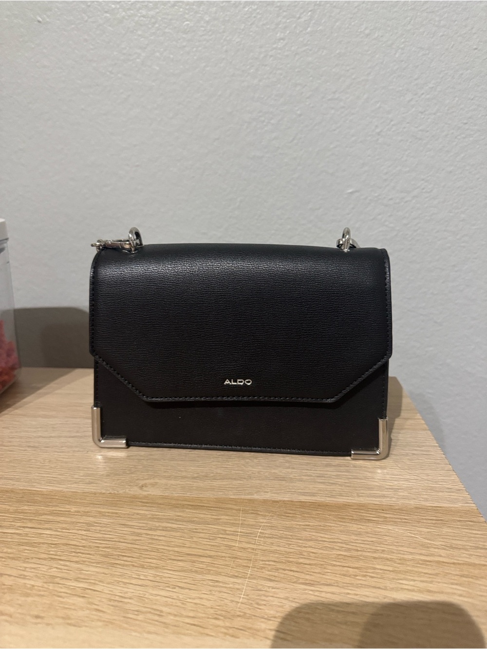 Black Crossbody Bag with Silver Accents - ALDO - Structured Bag